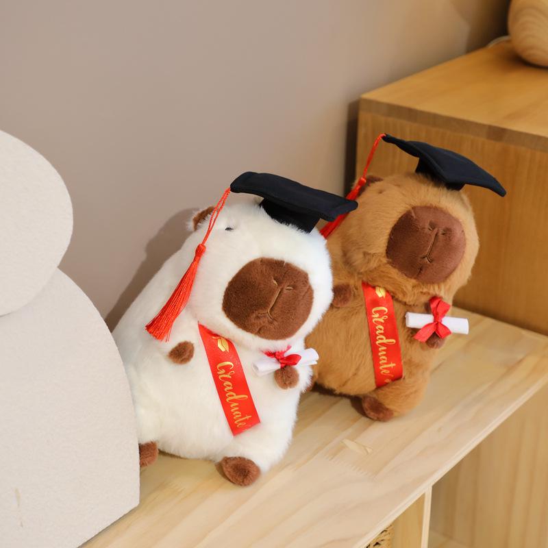 Adorable Graduate Capybara Plush Toy with Cap