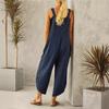 Pantaloni da donna FiveFive in cotone e lino, taglie forti, con bretelle, tinta unita, casual, taglie forti XS-5XL