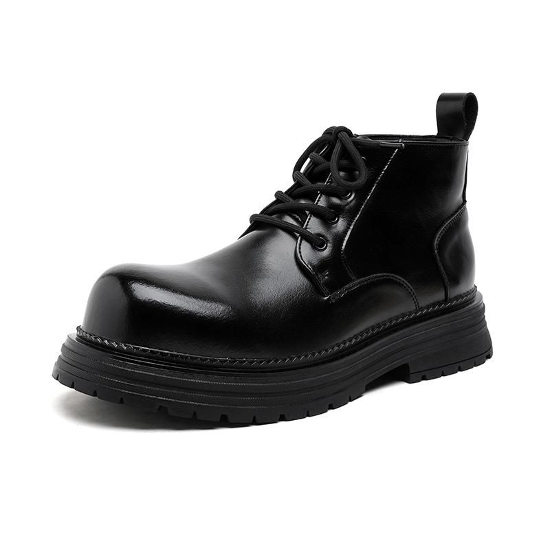 

Осенние ботинки Мартин мужские в британском стиле универсальные короткие ботинки ретро ботинки-локомотивы на толстой подошве с увеличением роста рабочие ботинки 70069-R 38 чёрный
