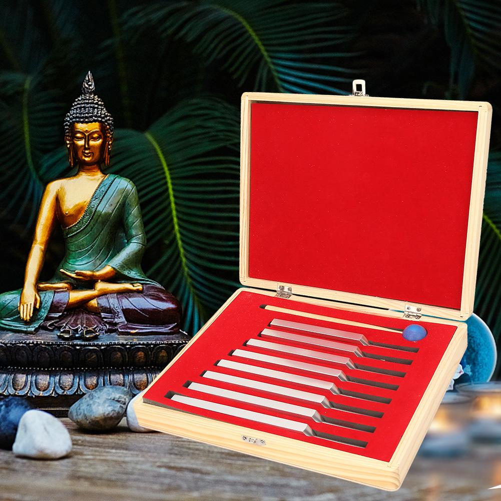 8 Pcs Aluminum Alloy Silver Neurological Tuning Fork Set for Healing 256~512Hz