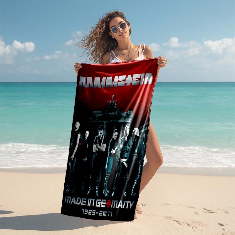 1pc Rammstein3 Beach Towel, Comfortable and Thick, and Swimming/Bath/Picnic/Camping Towel, Suitable for Seaside Beaches