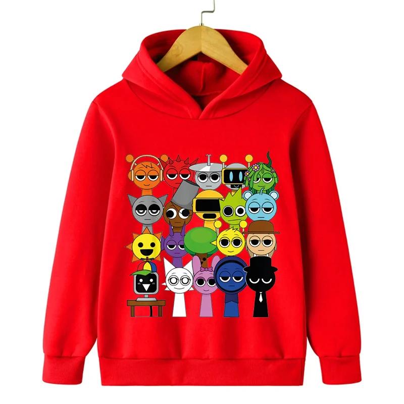 Nové dětské mikiny s kapucí Sprunki s kreslenou hrou Incredibox pro chlapce a dívky, jarní dětské tílko s dlouhým rukávem