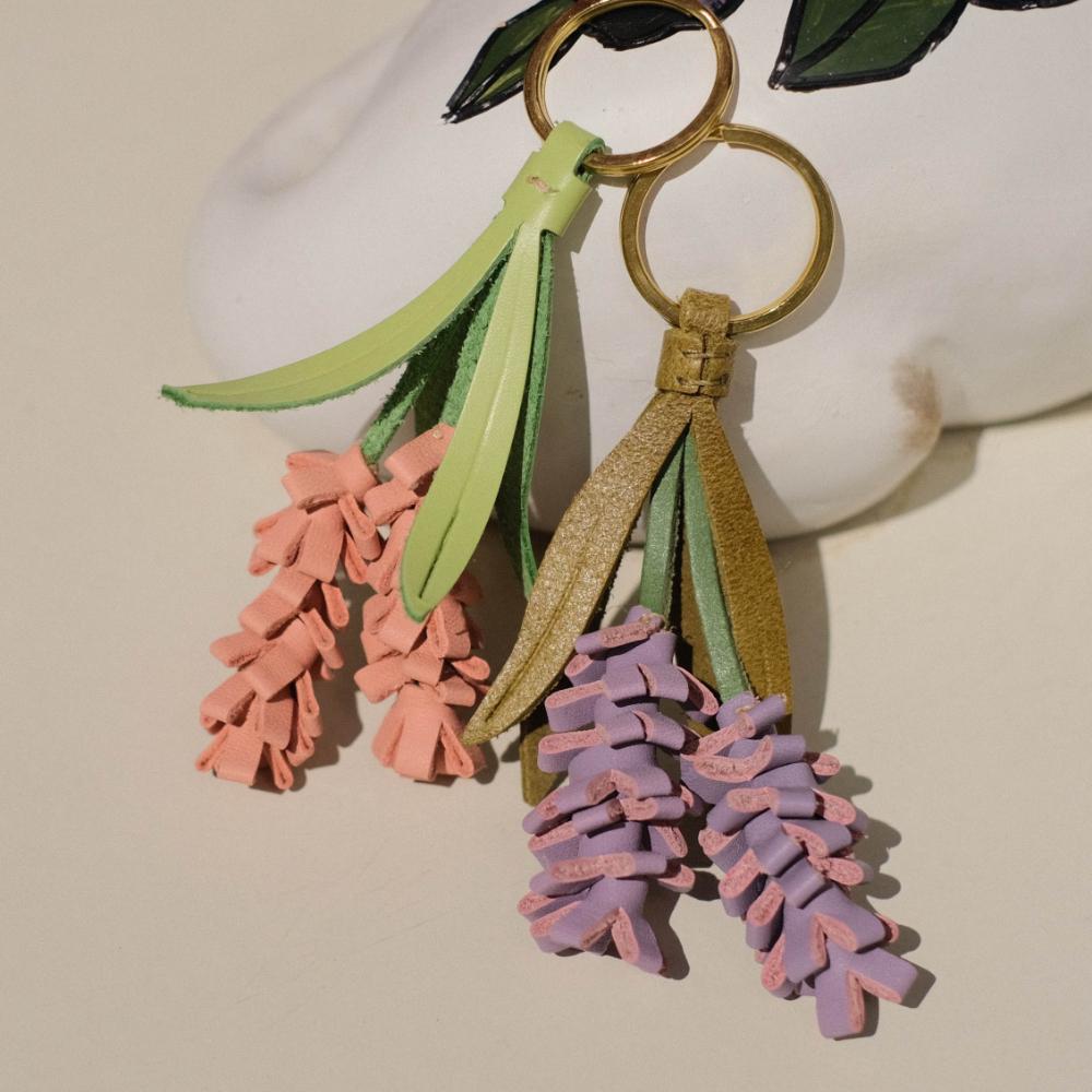 Rindsleder Lavendel Anhänger für Damenhandtasche Mode Schlüsselanhänger Langlebig Exquisite Verarbeitung Taschenanhänger Taschenzubehör