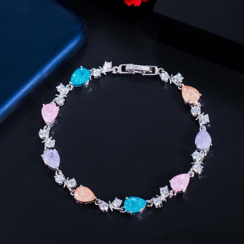 

WWJ Уникальные многоцветные теннисные браслеты с фианитами с разбитым льдом серебряный