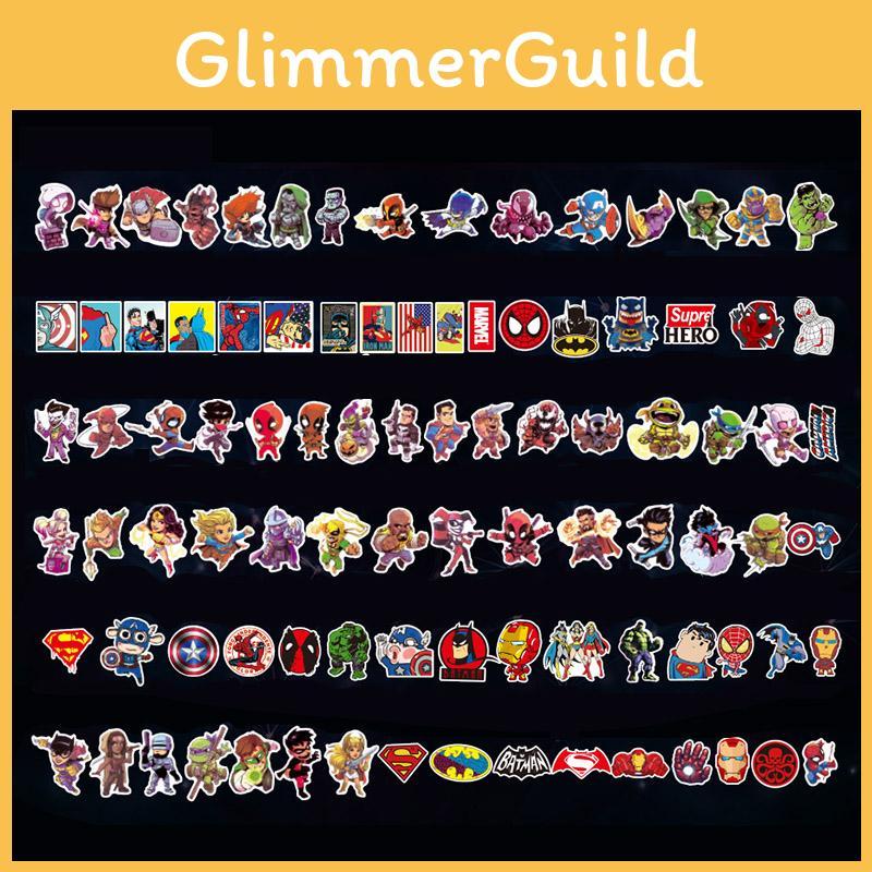 100 Stück Mehrfarbige Superhelden-Aufkleber für Gepäck, Laptop, Skateboard, Fahrrad, Auto