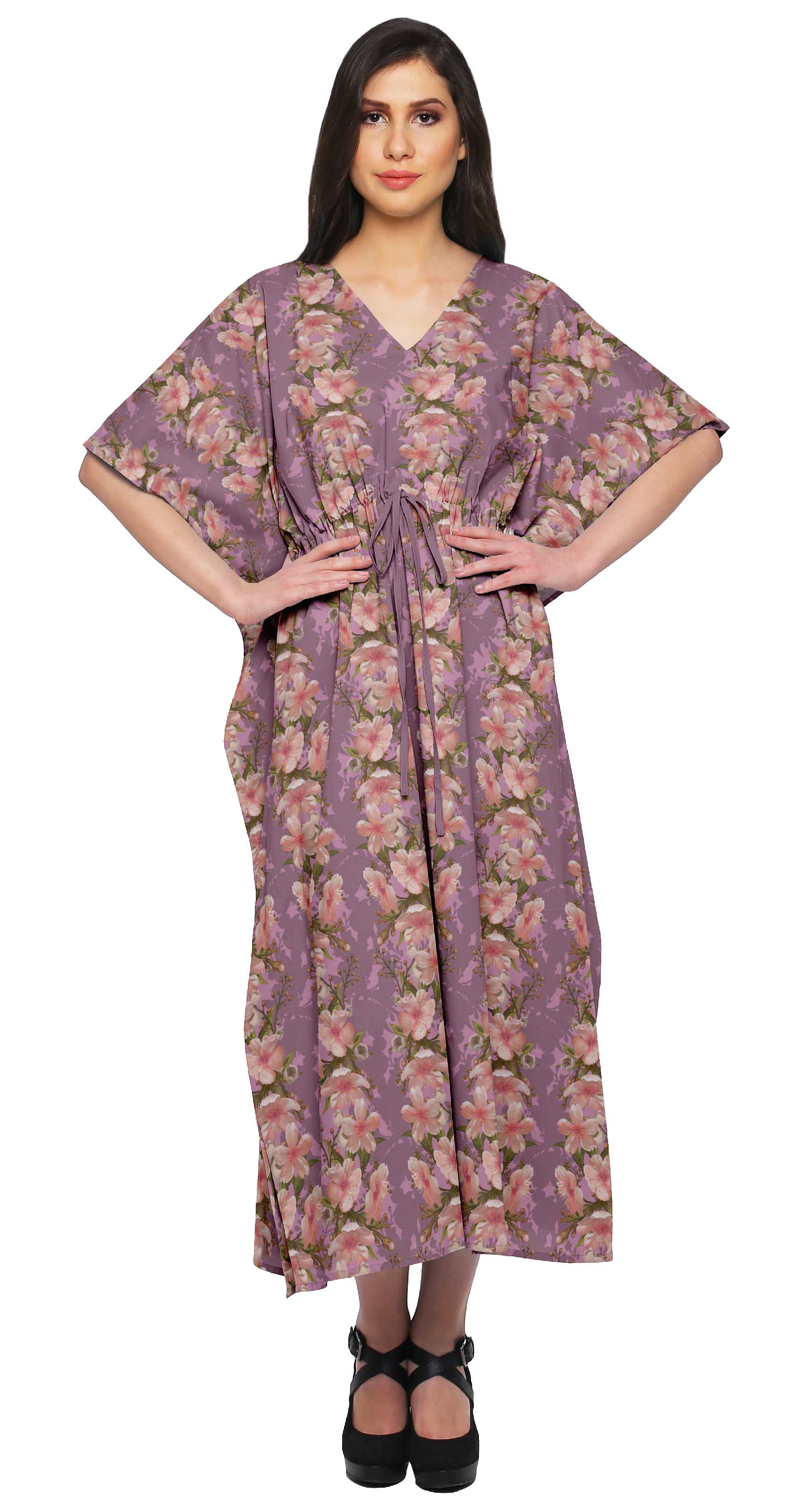 

Moomaya Womens Long Beach Kaftan Beachwear Bikini Coverup Dress Kaftan Plus Size - XS-M мальвовий