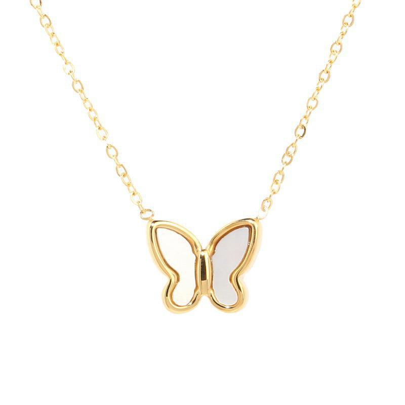 Butterfly Shell Pendant Necklace - Elegant, Non-fading, Versatile Design for Women