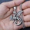 Holy Sword Dark Dragon Fighter Flying Dragon Pendant Titanium Steel Necklace Punk Trendy Men's Necklace