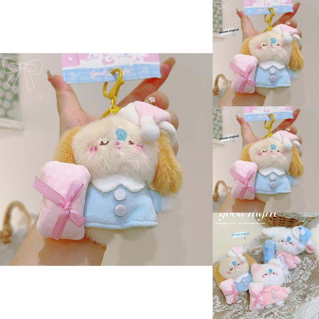 Sleeping Cat Plush Keychain With Pillow Hugging Design For Kids And Collectors