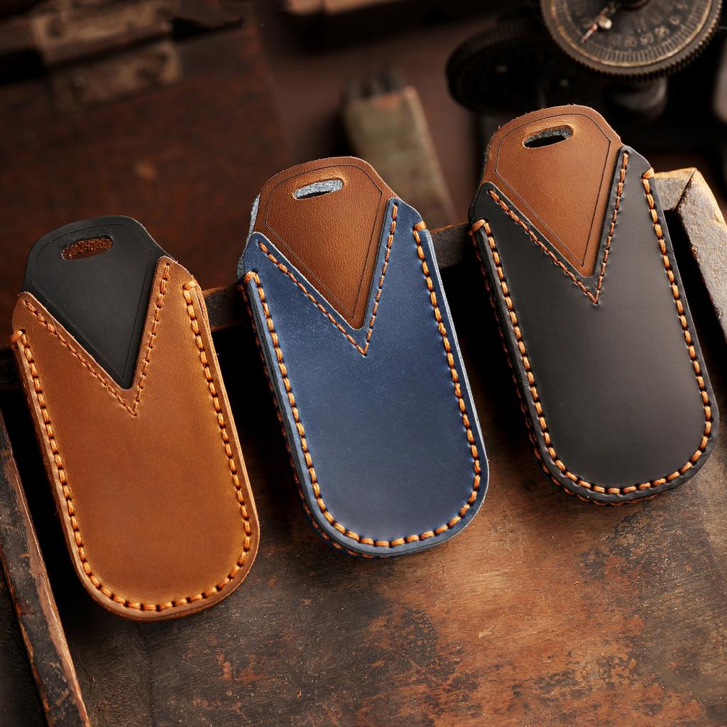 Leather Car Fob Key Case Cover Protector for Bmw Mini Countryman Cooper One 2023 2024 Remote Accessories Holder Shell Keychain