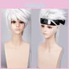 Kakashi Layered Short Anime Hatake Silver Grey Heat Resistant Synthetic Hair Cosplay Costume Wig Headband Wig Cap