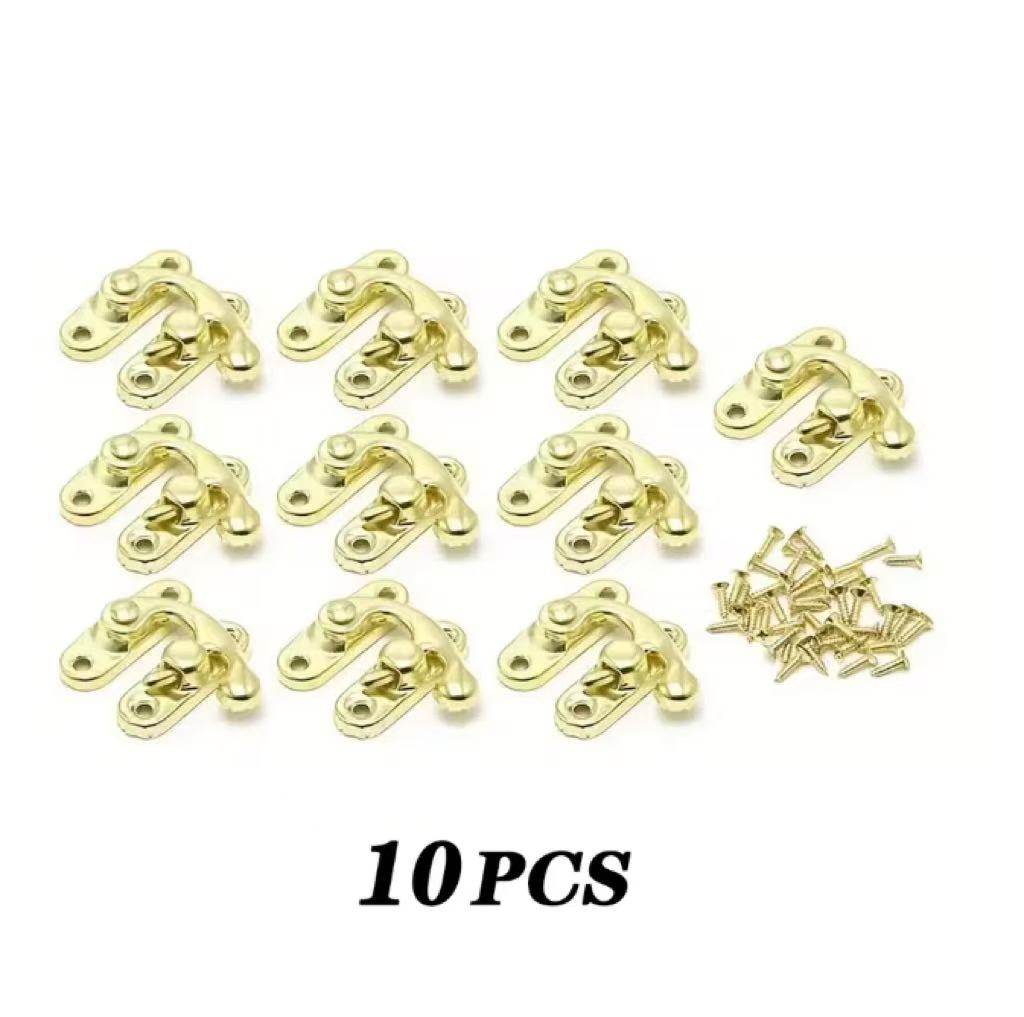 Antique Bronze Iron Padlock Hasp Hook Lock with Screws for Mini Jewelry Wooden Box Furniture Hardware 27*32mm (1.06in*1.26in)