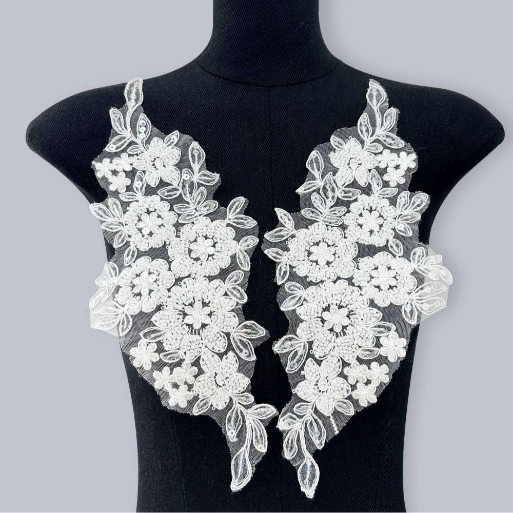 

1 pair Knitting Floral Flower Clothing Patch Clothing Appliqué Clothing Decoration білий