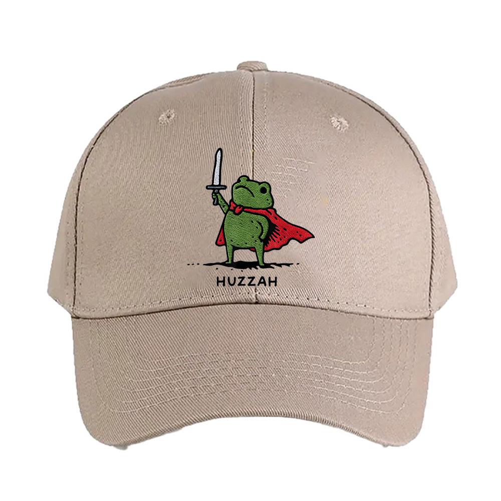 Huzzah Frog With Sword Woman Man Baseball Cap Adult Adjustable with Curved Brim Hiking Fishing Hat Trucker Cap