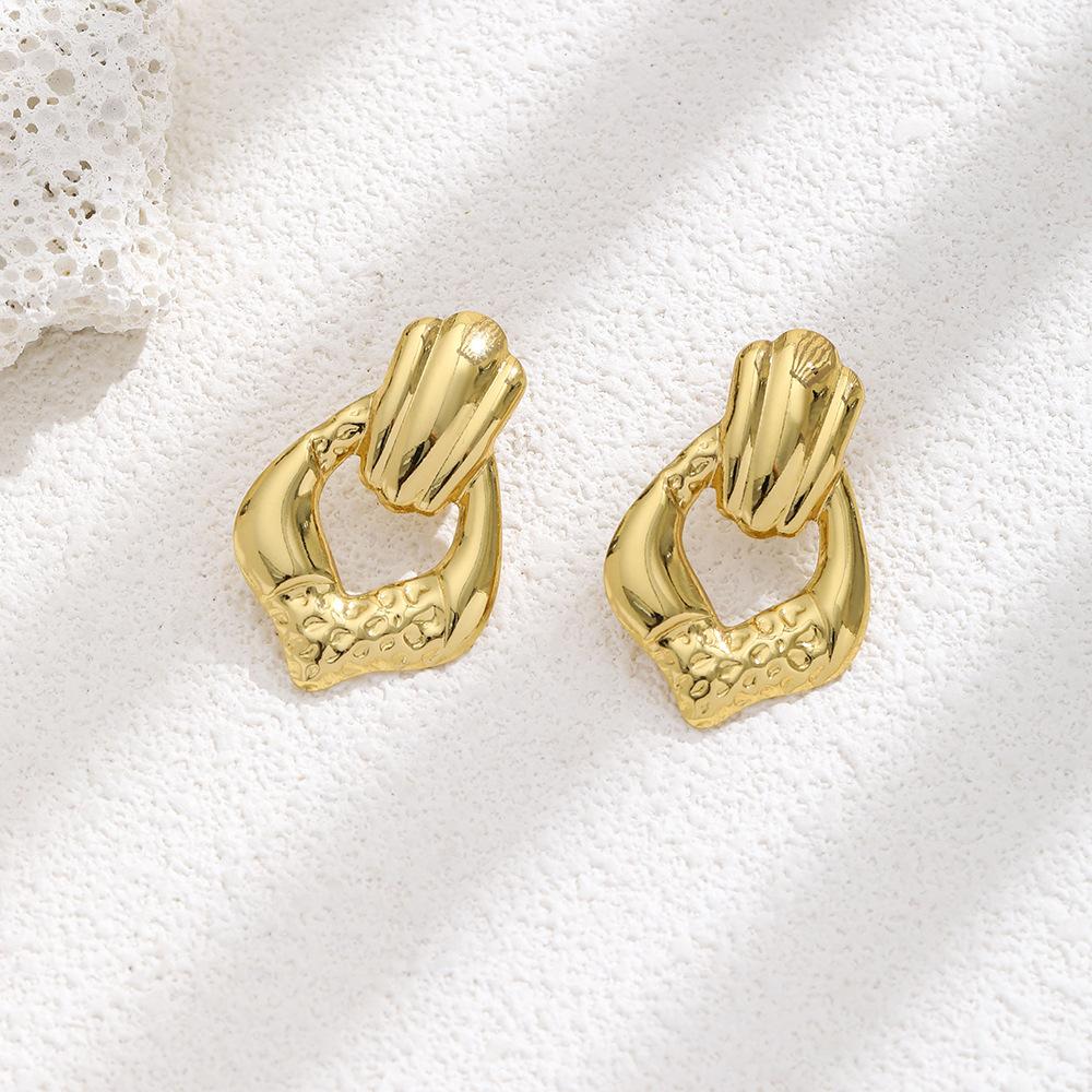 Exaggerated Geometric Texture Stainless Steel Stud Earrings Women'S Personality Niche Design Earrings Light Luxury High-End Earrings