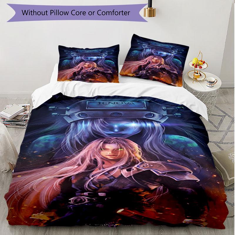 3pcs Duvet Cover Set (1*Duvet Cover + 2*Pillowcase, Without Core), Final Fantasy Print Soft All‑Season Bedding Set, Home Bedroom Decor Gift