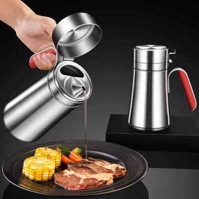 Olive Oil Kettle Kitchen Seasoning Oil Bottle Dispenser Stainless Steel Vinegar Oil Funnel Cruet Stainless Steel Oil Storage