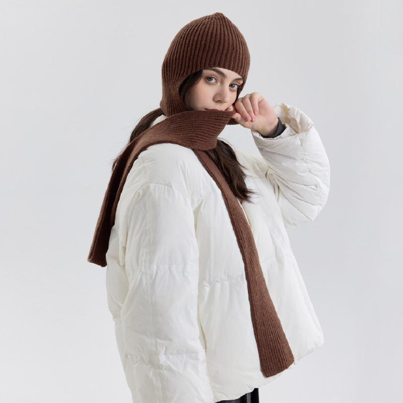 Premium fashionable hooded scarf integrated shawl men and women autumn and winter warm hooded bag head neck protection cold scarf shawl