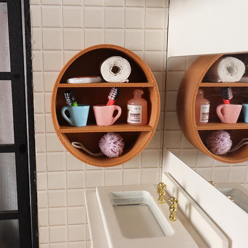 1/12 Dollhouse Wall Cabinet Display Shelves Storage Rack Model Dollhouse Living Room Furniture Decoration Dolls House Accessory