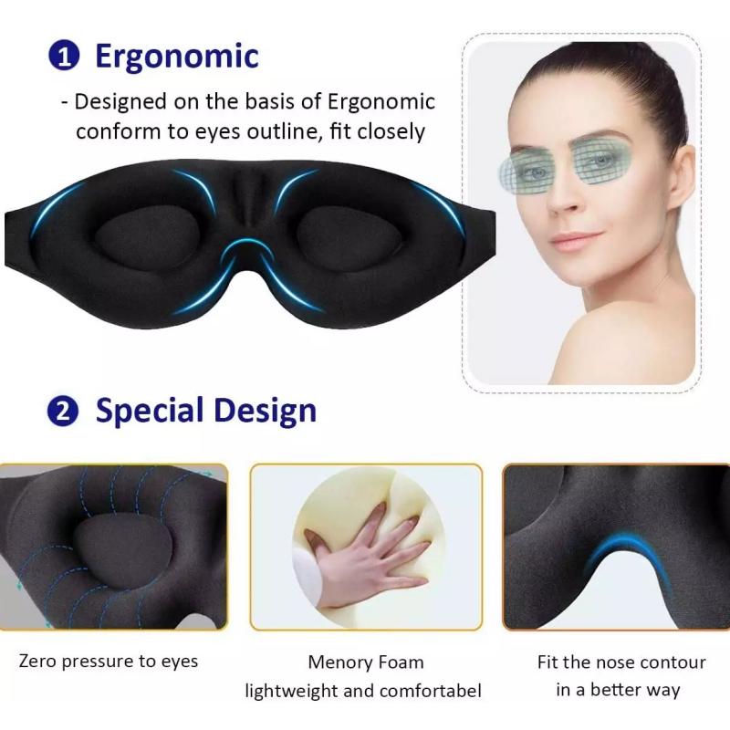 Masque de sommeil rembourré doux, occultant 3D, couvre-yeux luxueux, bandeau de voyage