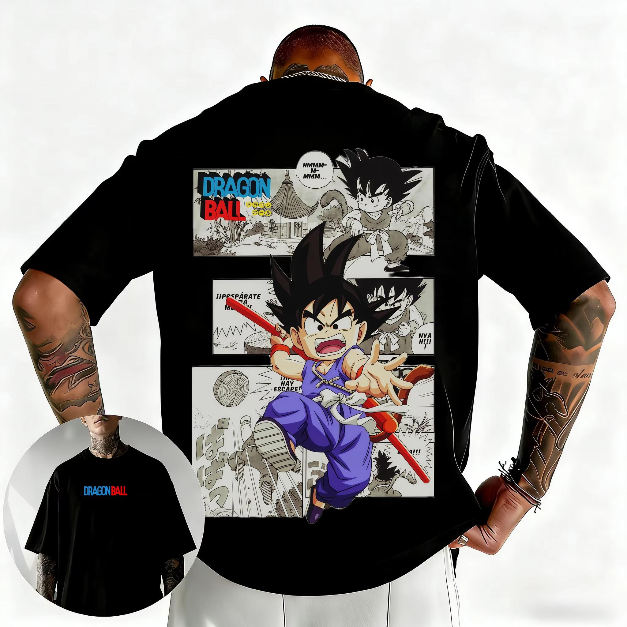 2026 Summer Dragon Ball Cotton Unisexs Tshirt Son Goku Super Saiyan 3 SSJ3 Print Top Unisex  Family Matching Ins Y2k S
