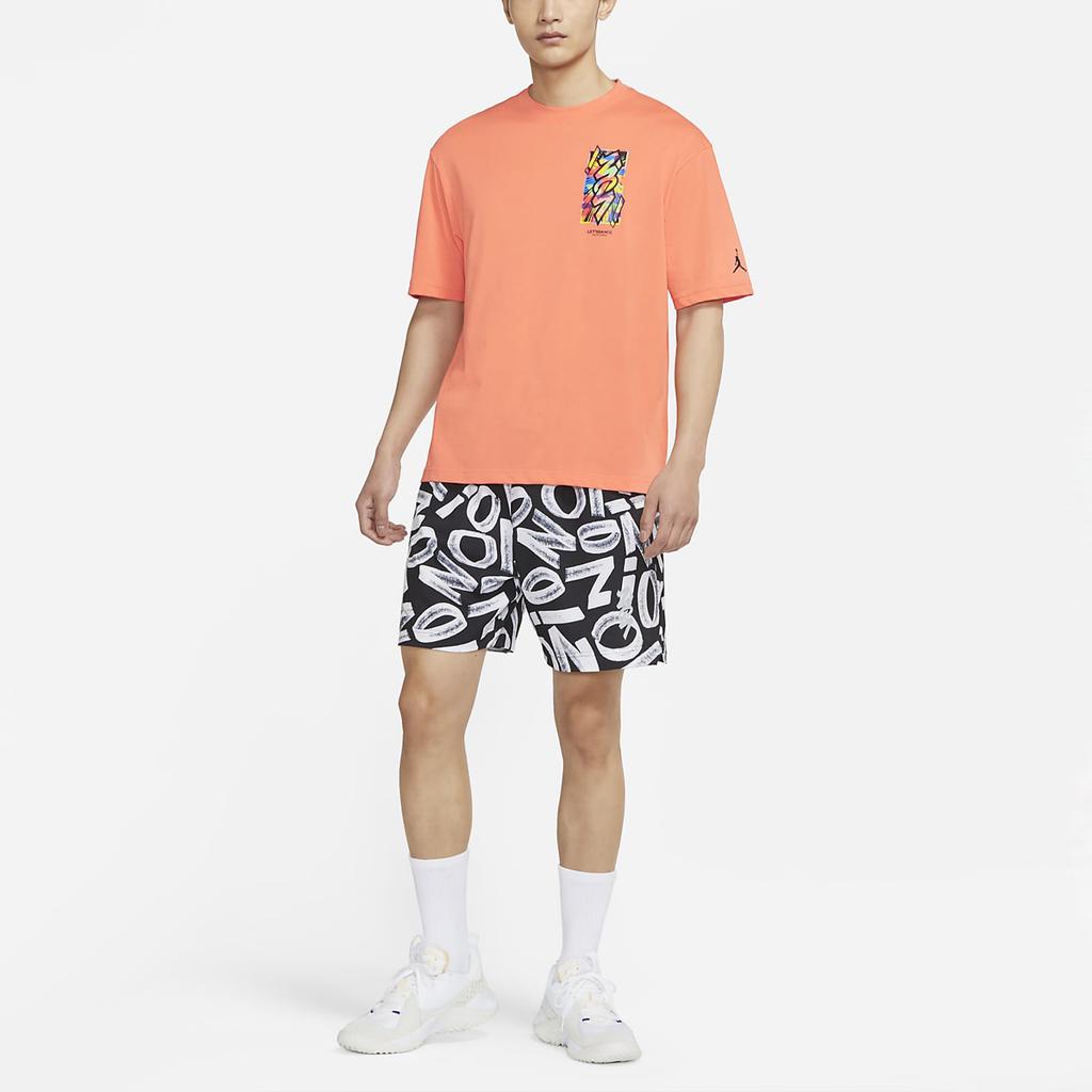 Jordan Dri-FIT Zion Basketball Print Knit Crew Neck Short Sleeve T-Shirt Men Tops Grass-Orange DH0593-842