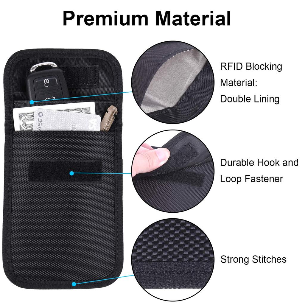 Wisdompro Radio Wave Blocking Pouch, Smart Key Case, RFID Blocking,