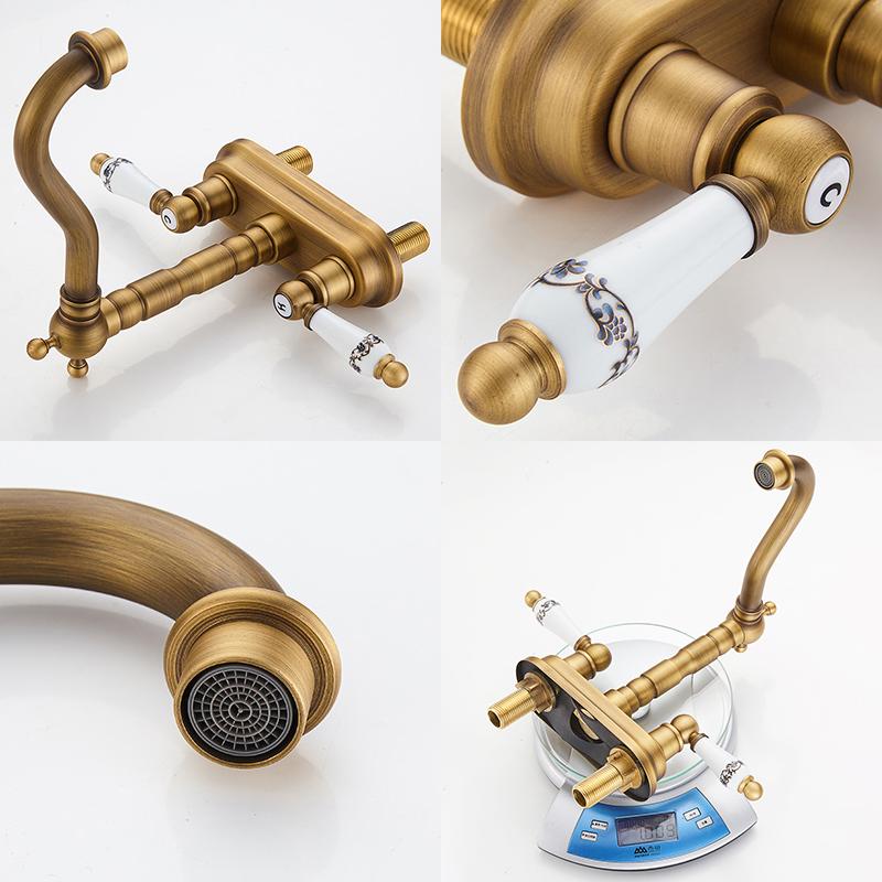 Double Handle Double Hole Bathroom Basin Faucet Antique Bronze American Standard Size Mixer Tap EL1201