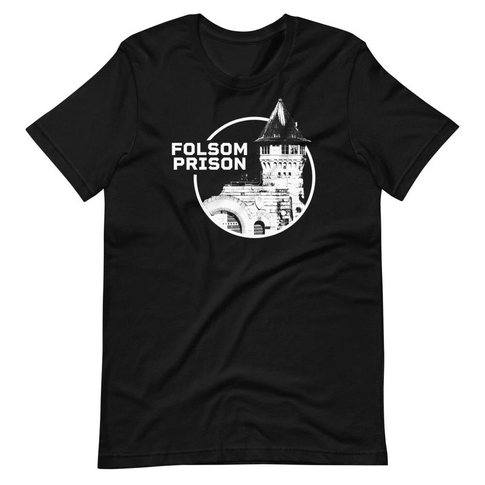 

FOLSOM PRISON Johnny Cash Jail Graphic Tee Shirt Short-Sleeve Unisex 100% Cotton T-shirt Mens Tees Top L