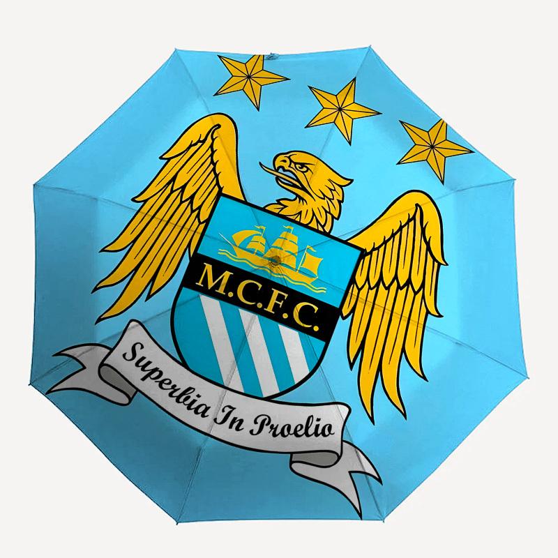 Manchester City, Crest- Automatic Opening and Closing, 8-rib Structure Portable Umbrella, Suitable for Men and Women in All Seasons - Perfec