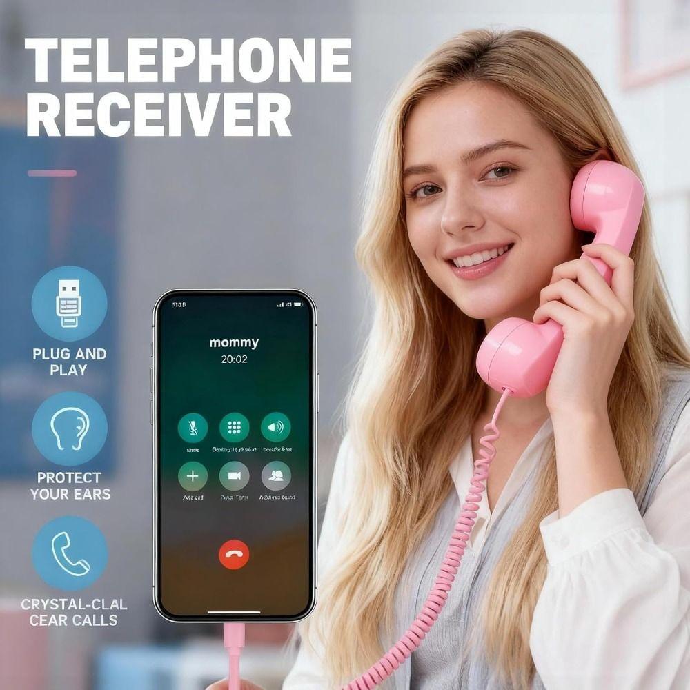 Telephone Style Phone Handset with Microphone Handheld Cell Phone Receiver