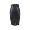 Elegante Damen Midi-Lederrock aus schwarzem PU-Leder mit Gürtel - Hoher Bund, Schlankmachender Schnitt, Schlitz vorne, Hüftbetontes Design, Perfekt für Herbst/Winter