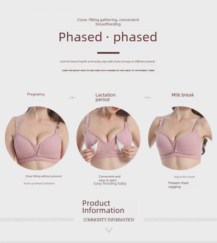 Wireless Nursing Bra: Threaded Thin, Double Buckle, Anti-Exposure for Pregnancy & Breastfeeding