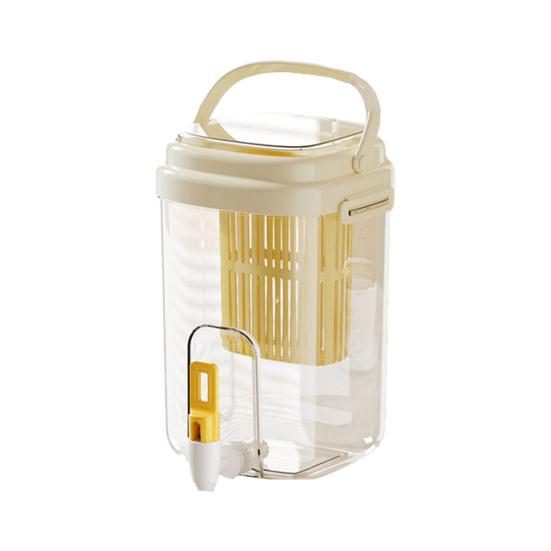 

2L Drink Dispenser Large Capacity Cold Water Pitcher with Built-in Filter Tea Juice Leak-Proof Faucet Beverage Container A жовтий