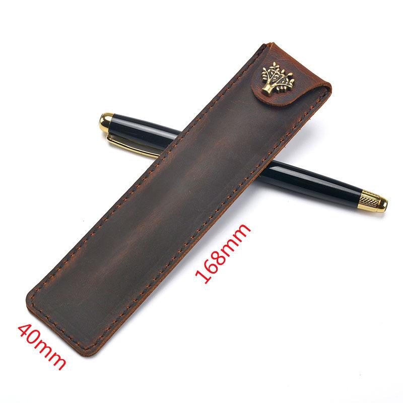 2026 Cowhide Pencil Case Creative Personality Retro Crazy Horse Leather Pen Cover Gift Pen Leather Cover