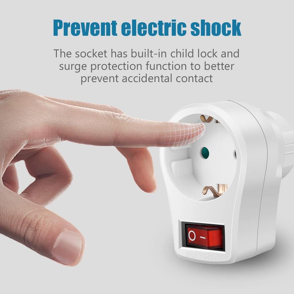 5 X European Type Conversion Socket German Standard Power Socket Converter with Switch Indicator 250 V 16 A Universal Power Adapter Socket for Travel