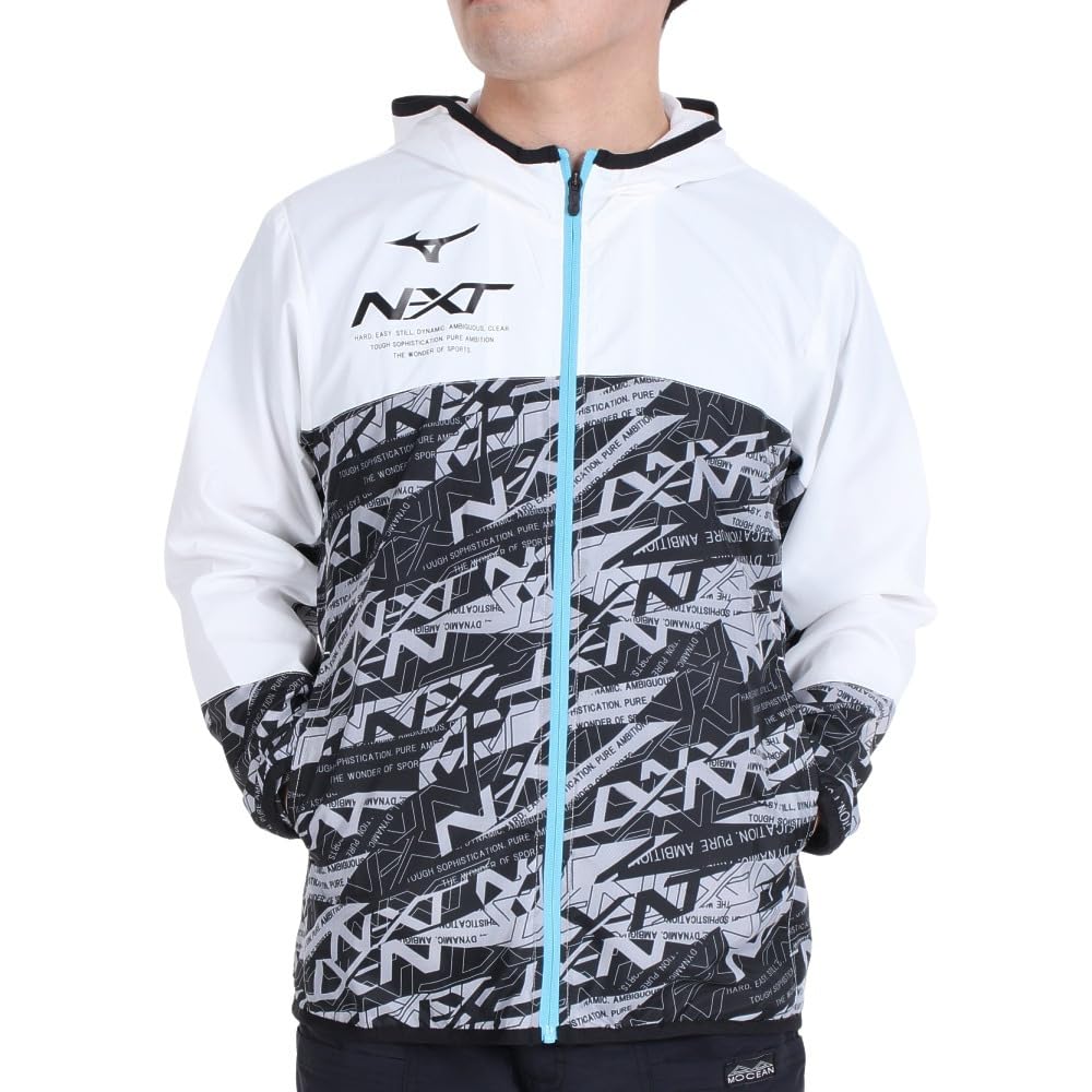 Mizuno Windbreaker Slim Size 32JEA220 N-XT Jacket, Water-Repellent, Fit, Men's, White, S,