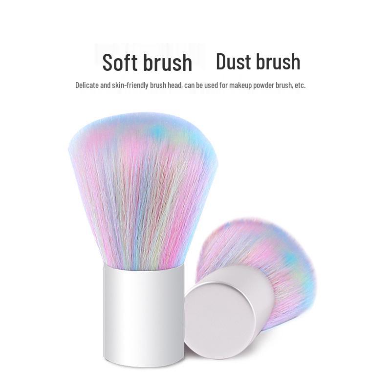 Pinceau à Poussière Macaron Arc-en-ciel pour Nail Art - Outil de Nettoyage à Manche Court