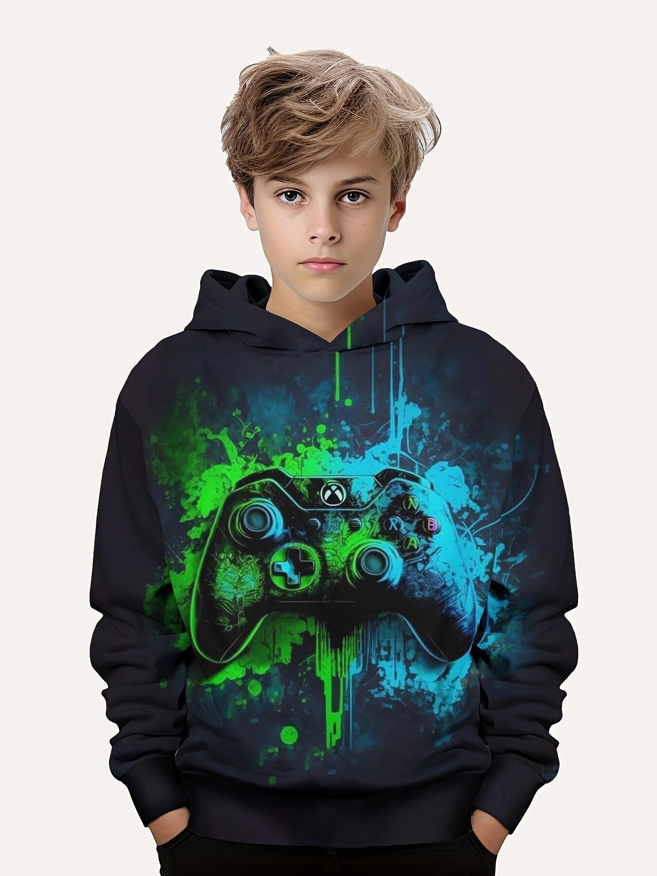 

Толстовки с геймпадом, одежда для мальчиков 3–14 лет, детская толстовка, топы для мальчиков, свитшот с длинными рукавами, детская модная детская одежда 140