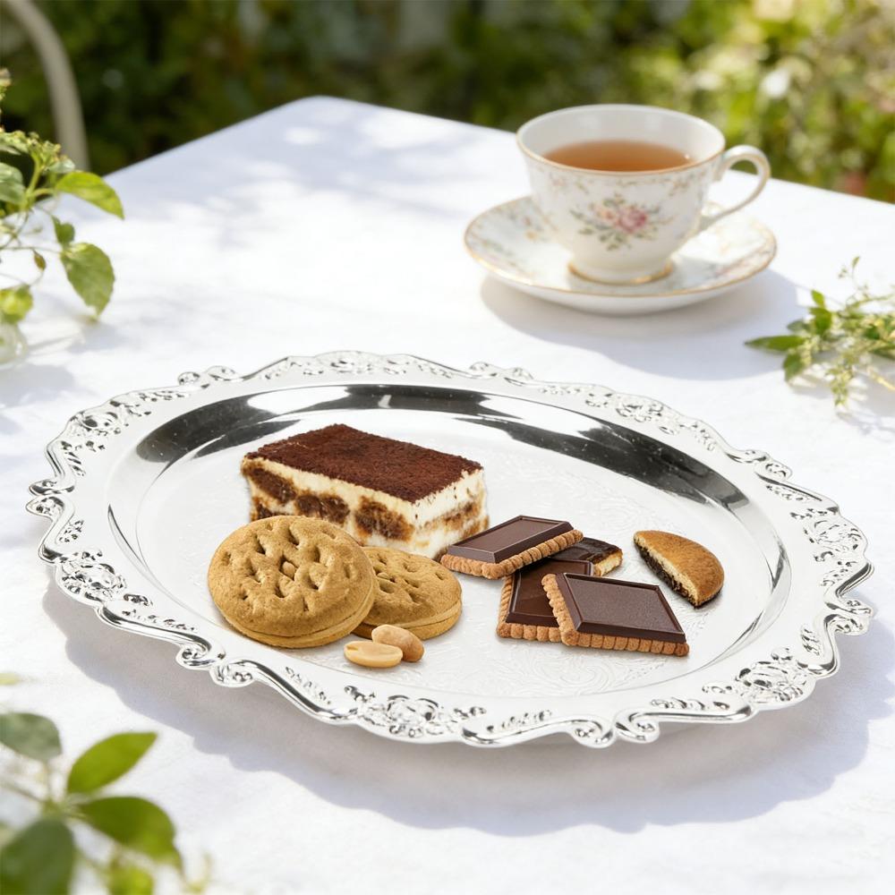 Solid Metal Mini Tray Retro Embossed Carved Desktop Organizer Serving Dish Cosmetic Placement