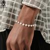 ORSA JEWELS 18K Gold Ball Bead Pearl Chain Bracelet for Men Women 6-7mm Cultured Freashwater Pearl Bracelet Party Jewelry NMB03