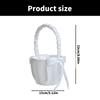 Romantics Wedding Basket Durability White Satins Flower Basket Handheld Basket for Bridal Ceremonies and Celebrations