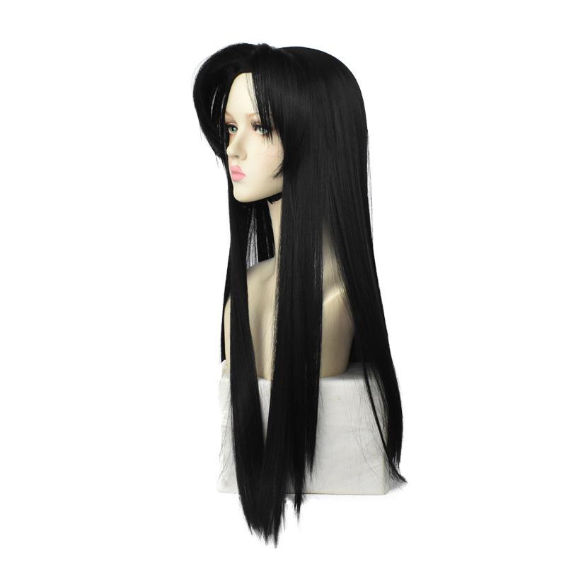 33" Long Straight Black Cosplay Wig – Voluminous Center-Parted Synthetic Hairpiece for Anime Convention & Stage Performance