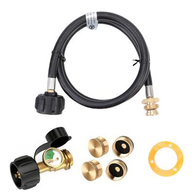 Kit Manometro per Griglia a Gas con Tubo da 4 Piedi e Raccordi, Compatibile con Bombole da 1lb 20lb Tipo QCC1 per BBQ, Camper, Campeggio