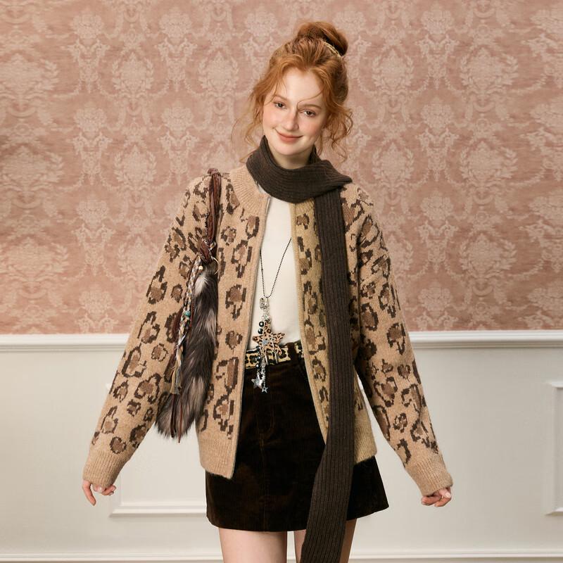 

Женский вязаный кардиган Sancai с леопардовым принтом XL