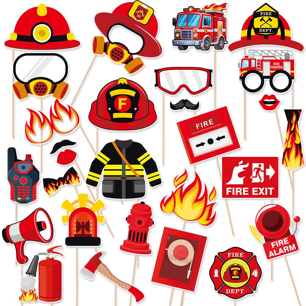 Themed Firefighting Birthday Party Decoration Wacky Handheld Photo Props