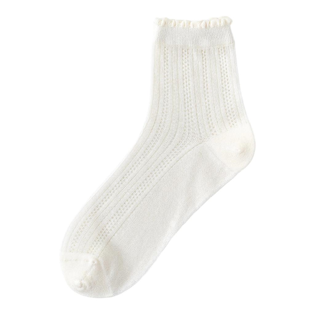Women Thin Mesh Lace Socks Seamless Mid-Calf Socks Breathable Lightweight Soft Fabric Stretchy Fit for Daily Wear