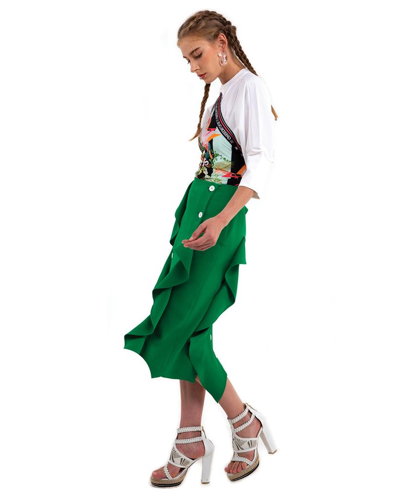Greedius Green Ruffle Skirt