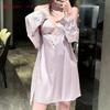 Spring/Summer Sexy Strap Nightdress Two-piece Set with Bra Pads, Private Pure and Alluring Style Women's Loungewear Ice Silk Nightwear