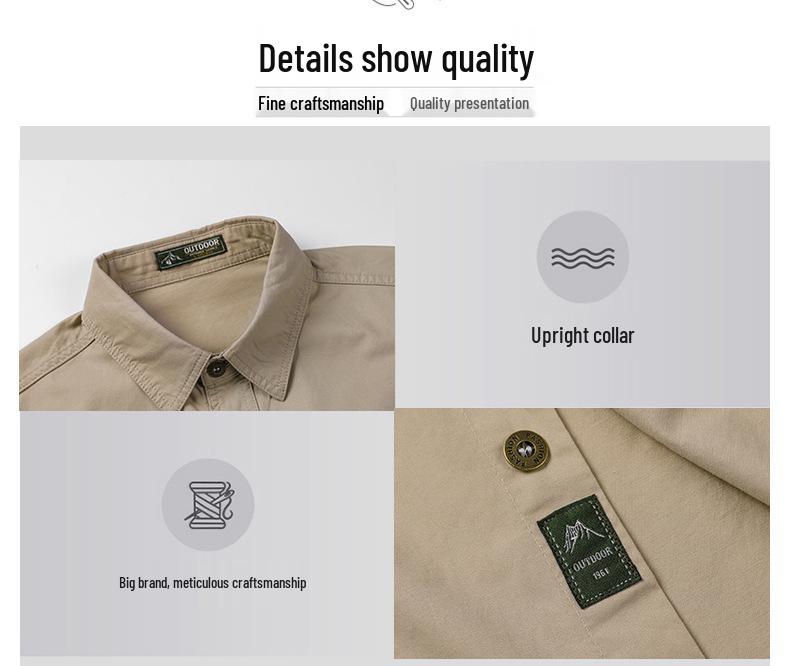 Men's Non-Iron Long Sleeve Cotton Workwear Shirt - Loose Fit, Casual Outdoor Top